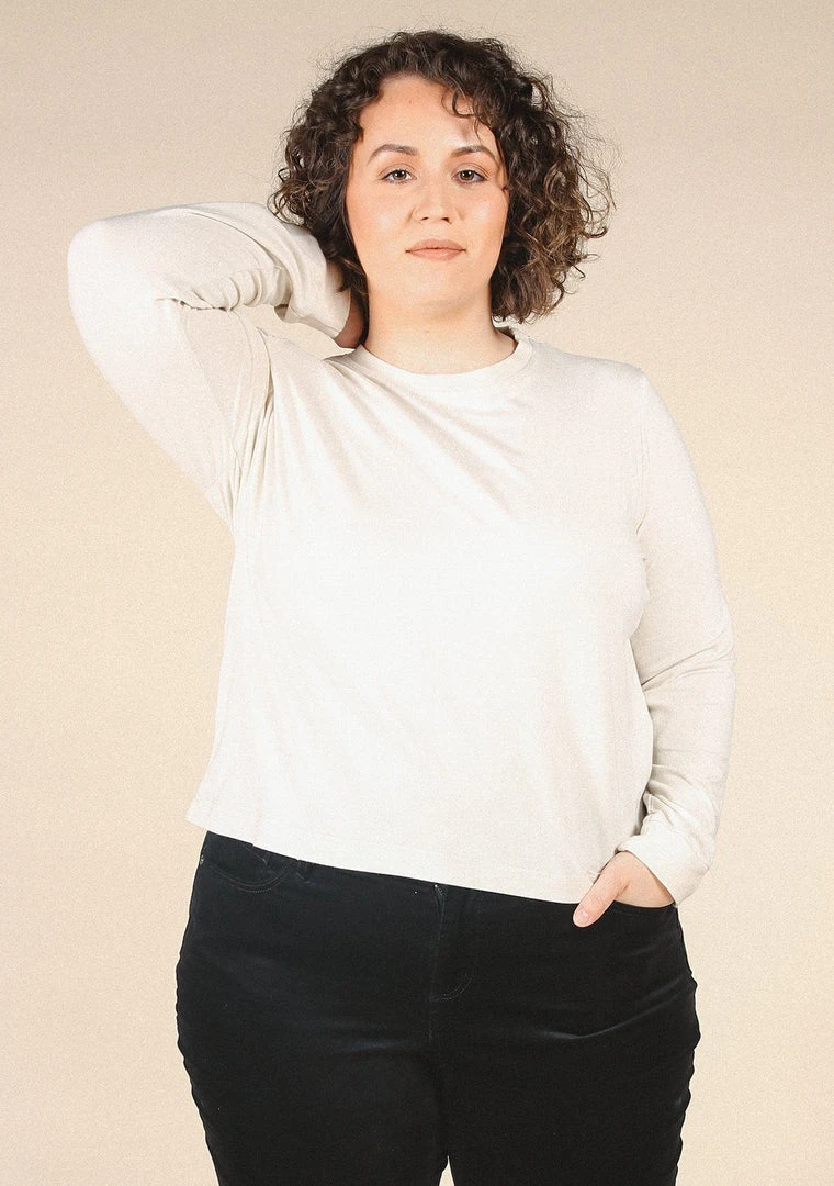 Poplinen Clothing Gwen Tencel Long Sleeve Tee - Ivory 3 Poplinen Clothing Gwen Tencel Long Sleeve Tee - Ivory