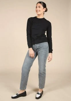 Poplinen Gwen Tencel Long Sleeve Tee - Black