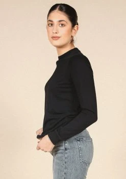 Poplinen Gwen Tencel Long Sleeve Tee - Black
