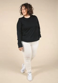 Poplinen Gwen Tencel Long Sleeve Tee - Black