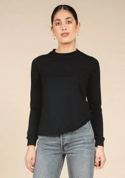 Poplinen Gwen Tencel Long Sleeve Tee - Black