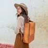 Purse & Clutch Leather Laptop Backpack - Russet Brown Accessories
