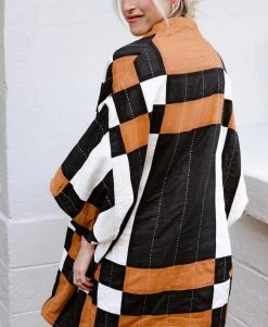 Anchal Clothing Quilted Patchwork Plaid Cocoon Jacket