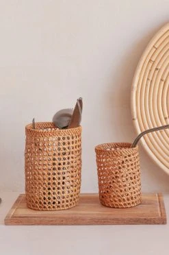 Village Thrive Rattan Utensil Holder