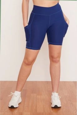Wolven Recycled Bike Short With Pockets - Indigo Activewear + Athleisure