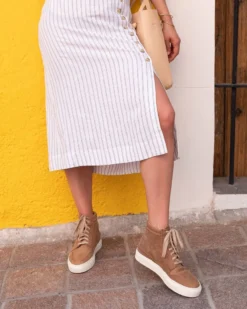 Nisolo Reina High Top Sneaker - Tobacco Sale