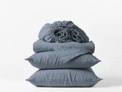 Coyuchi Relaxed Linen Sheet Set - Harbor Blue