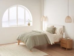 Coyuchi Home Goods Rippled Stripe Sham - Alpine White / Pale Gray