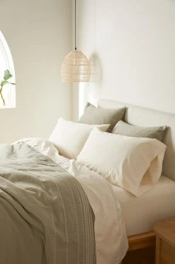 Coyuchi Home Goods Rippled Stripe Sham - Alpine White / Pale Gray