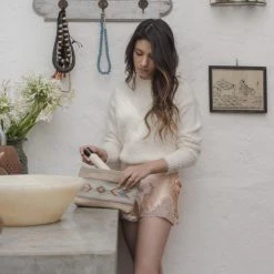 MZ Fair Trade Sagebrush + Sand Wool Clutch Bag Accessories