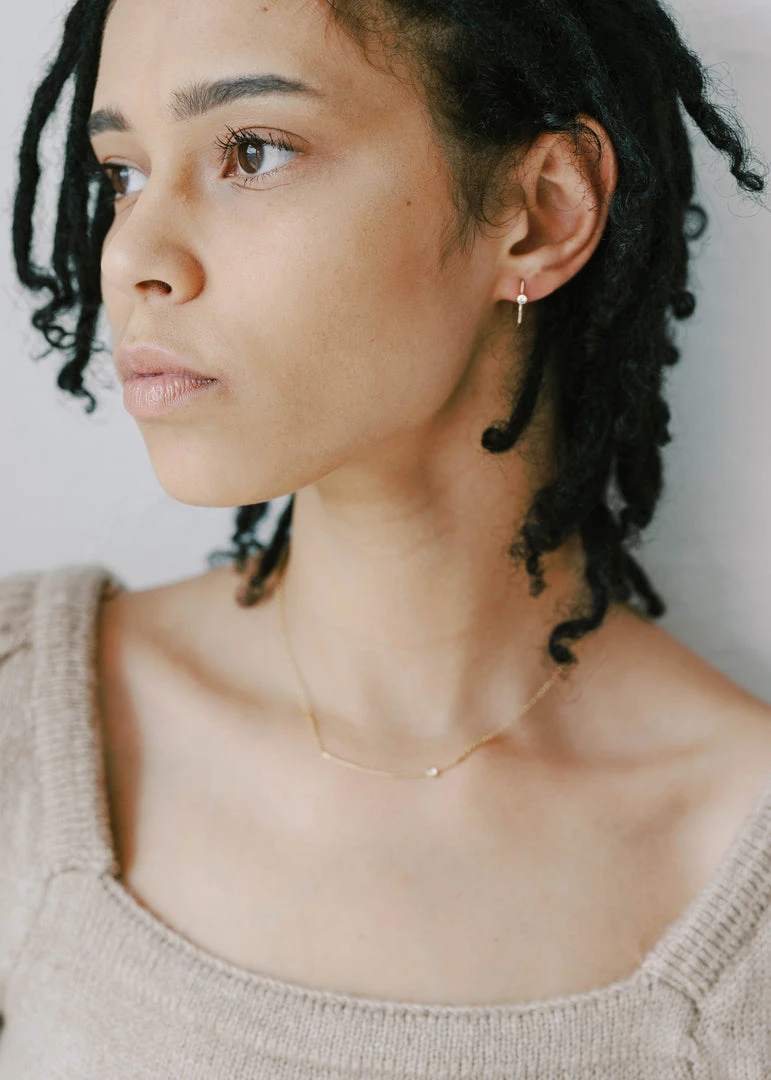 Sara Patino Jewelry Curved Bar Recycled Necklace - White Topaz Best Sellers 5 Sara Patino Jewelry Curved Bar Recycled Necklace - White Topaz Best Sellers