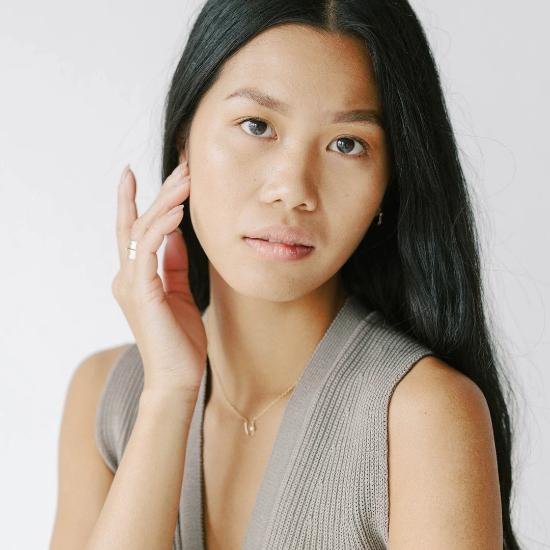 Sara Patino Jewelry Gold Lucky U Recycled Pendant Necklace - White Topaz 5 Sara Patino Jewelry Gold Lucky U Recycled Pendant Necklace - White Topaz