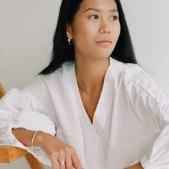 Sara Patino Jewelry Gold Tiny White Topaz Recycled Necklace Special Occasion