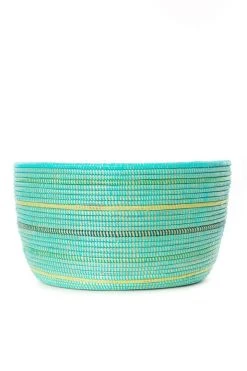 Swahili African Modern Seaside Stripe Knitting Basket