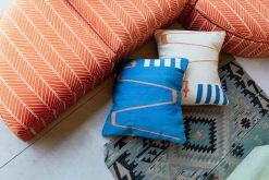 K-apostrophe Home Goods Serpents + Ladders Azul Wool Floor Pillow