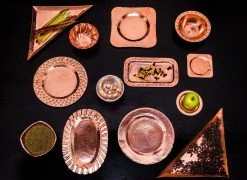 Sertodo Copper Aleppo Recycled Copper Triangular Platter Set 6 Sertodo Copper Aleppo Recycled Copper Triangular Platter Set