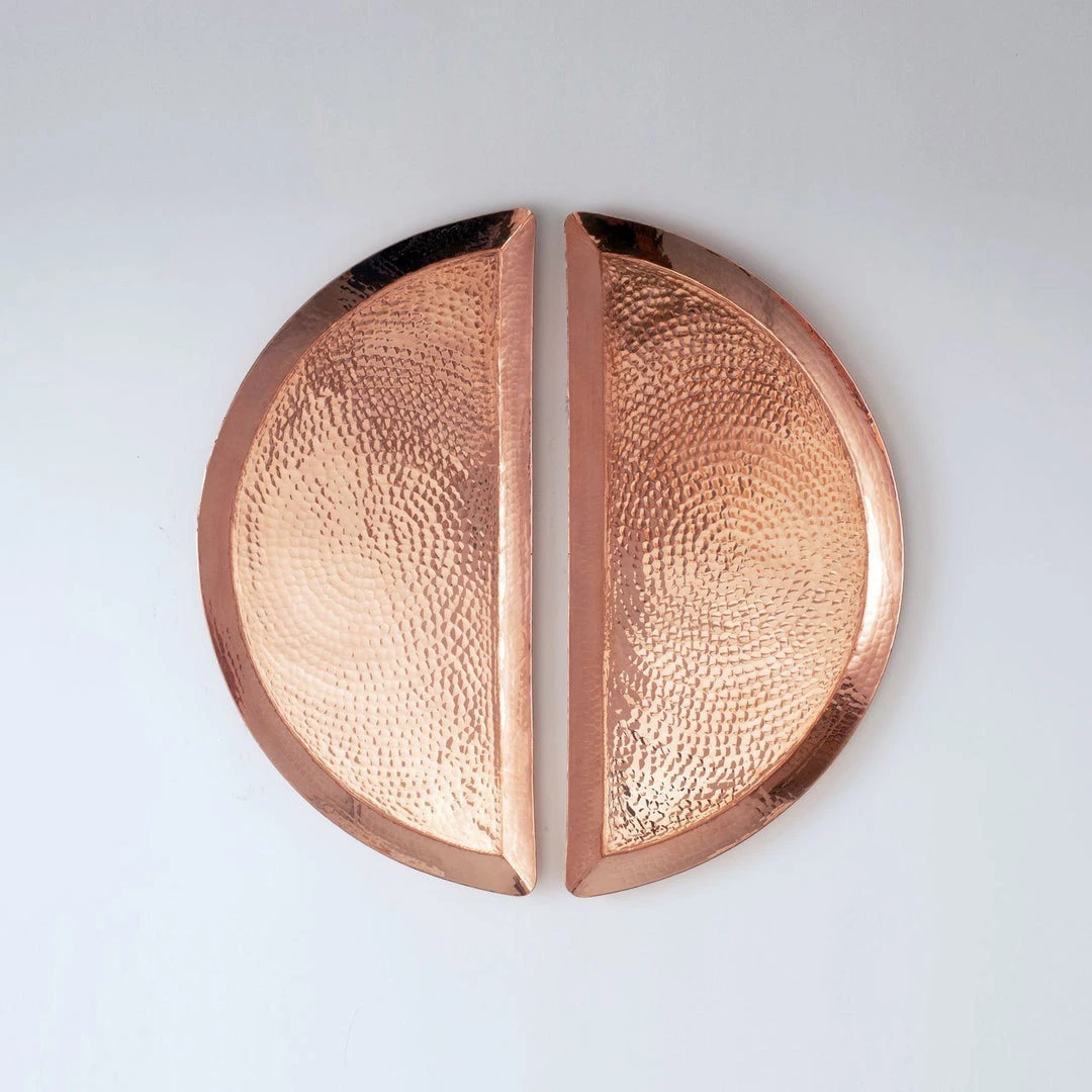 Sertodo Copper Kitchen + Dining Half Moon Recycled Copper Platter Set 3 Sertodo Copper Kitchen + Dining Half Moon Recycled Copper Platter Set