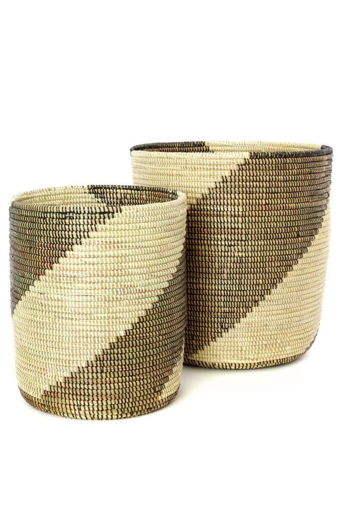 Swahili African Modern Home Goods Nesting Swirl Baskets Set 3 Swahili African Modern Home Goods Nesting Swirl Baskets Set