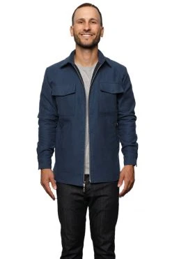 Signature Innovation Group Men's Double Zip Shirt Jacket - Blue