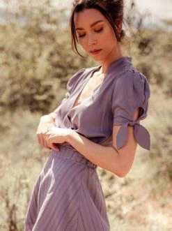 Valani Best Sellers Sitha Tencel Top - Purple Sage