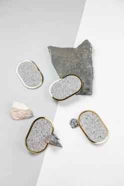 Slash Objects Office Accessories Ring Recycled Rubber Coaster Set - Gris