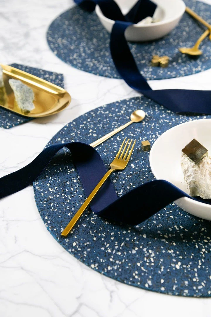 Slash Objects Round Recycled Rubber Placemat - Royal 7 Slash Objects Round Recycled Rubber Placemat - Royal