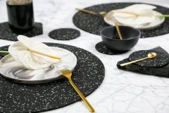 Slash Objects Kitchen + Dining Round Recycled Rubber Placemat - Speckled Black