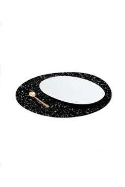 Slash Objects Kitchen + Dining Round Recycled Rubber Placemat - Speckled Black
