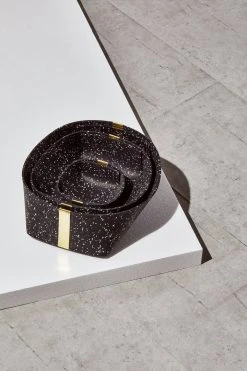 Slash Objects Recycled Rubber + Brass Basket Set - Speckled Black Home Goods