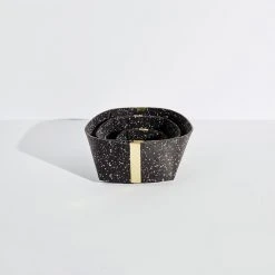 Slash Objects Recycled Rubber + Brass Basket Set - Speckled Black Home Goods