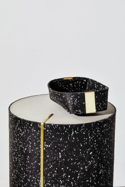 Slash Objects Recycled Rubber + Brass Basket Set - Speckled Black Home Goods