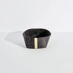 Slash Objects Recycled Rubber + Brass Basket Set - Speckled Black Home Goods