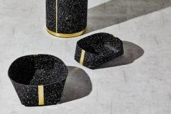 Slash Objects Recycled Rubber + Brass Basket Set - Speckled Black Home Goods
