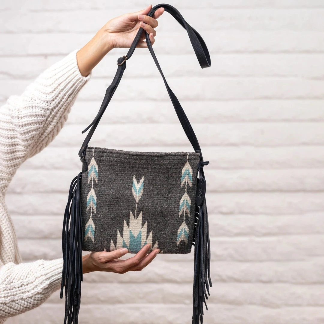 MZ Fair Trade Smoky Quartz Wool Fringe Bag Accessories 9 MZ Fair Trade Smoky Quartz Wool Fringe Bag Accessories