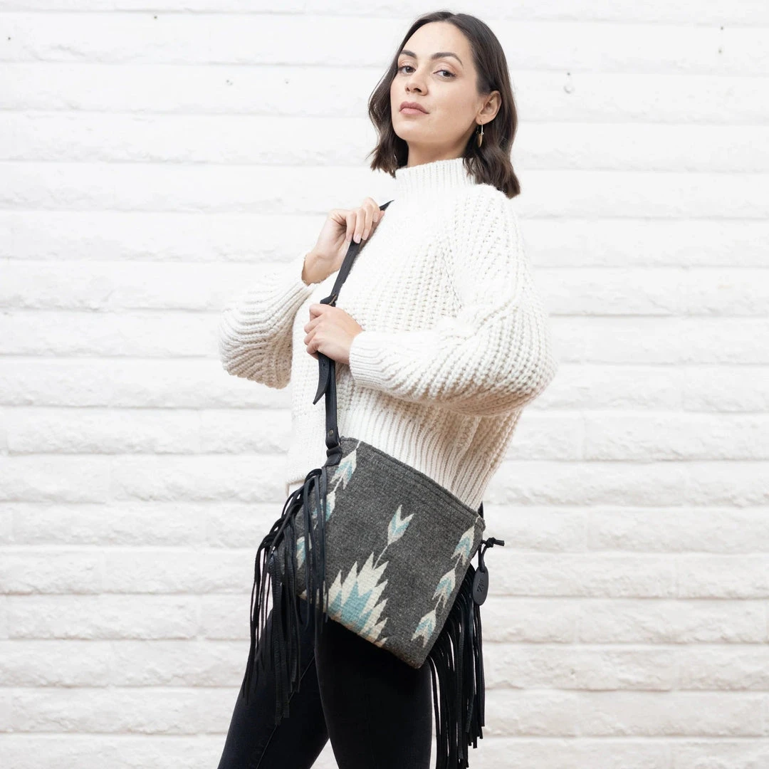 MZ Fair Trade Smoky Quartz Wool Fringe Bag Accessories 4 MZ Fair Trade Smoky Quartz Wool Fringe Bag Accessories