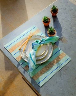 Soil To Studio Indu Linen Napkin Set - Tiffany Blue