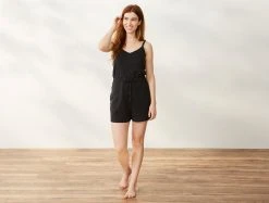 Coyuchi Solstice Short Romper - Deep Graphite
