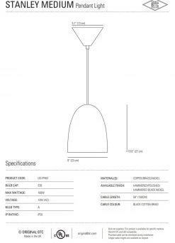 Ameico Stanley Medium Pendant Light - Brass Lighting