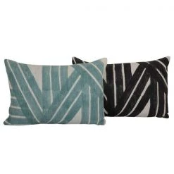 Casa Amarosa Stripe Sky Throw Pillow Cover - Black