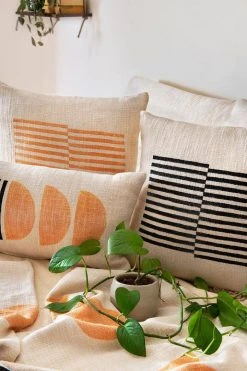 Casa Amarosa Stripe Throw Pillow Cover - Gold Earth
