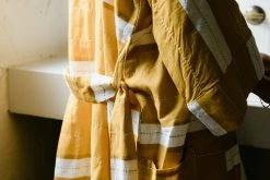 Anchal Home Goods Stripe Unisex Robe - Mustard