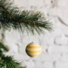 Azizi Life Striped Woven Ball Ornament - Yellow + Natural