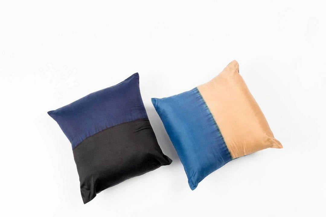 Studio Variously Aakar Silk Throw Pillow - Indigo Throw Pillows 7 Studio Variously Aakar Silk Throw Pillow - Indigo Throw Pillows