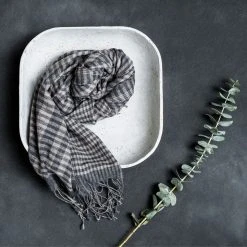 Studio Variously Carbon Checks Merino Wool Scarf  Accessories