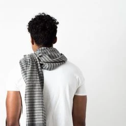 Studio Variously Carbon Checks Merino Wool Scarf  Accessories