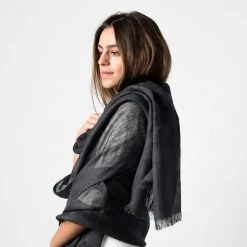 Studio Variously Charcoal Linen Scarf  Accessories