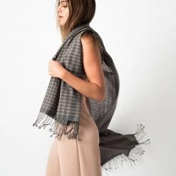 Studio Variously Fawn Checks Merino Scarf 