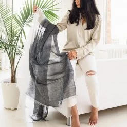 Studio Variously Granite Linen Scarf