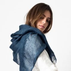 Studio Variously Midnight Blue Linen Scarf Accessories 16 Studio Variously Midnight Blue Linen Scarf Accessories