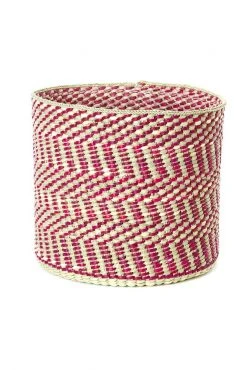 Swahili African Modern Berry And Natural Maila Milulu Reed Basket